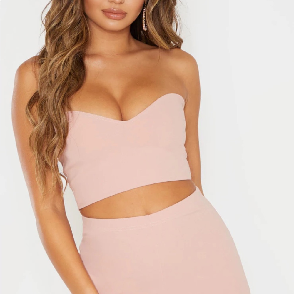 DUSTY PINK SWEETHEART BADEAU CROP TOP